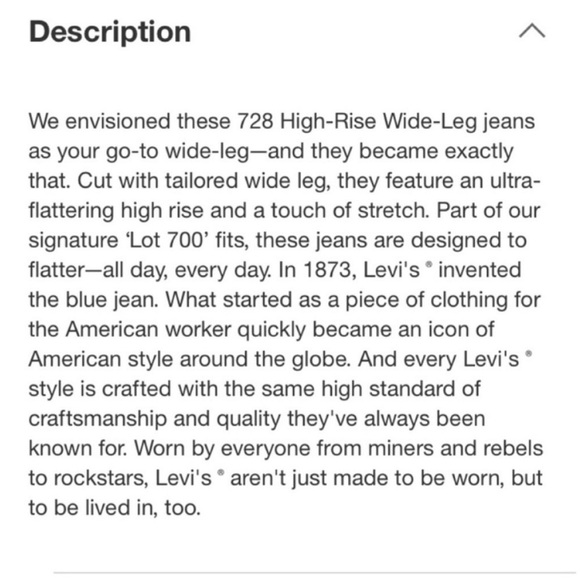 LEVIS Jeans Wide Leg NWT High Rise 728 Premium Woodstock Dark Wash Blue Size 27 - Picture 15 of 16